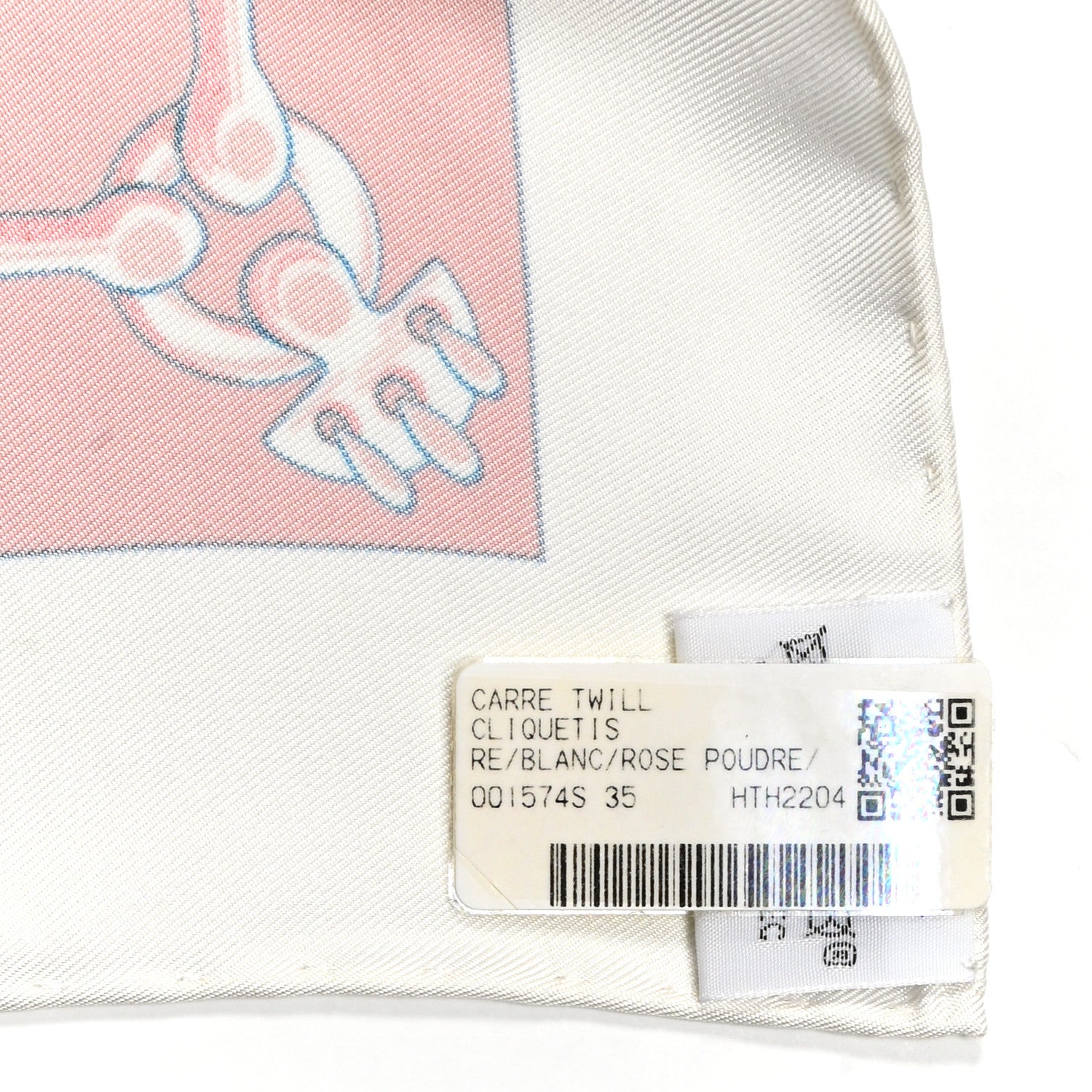 Hermes Silk Cliquetis Scarf 90 White Rose Poudre Bleu 5 of 5