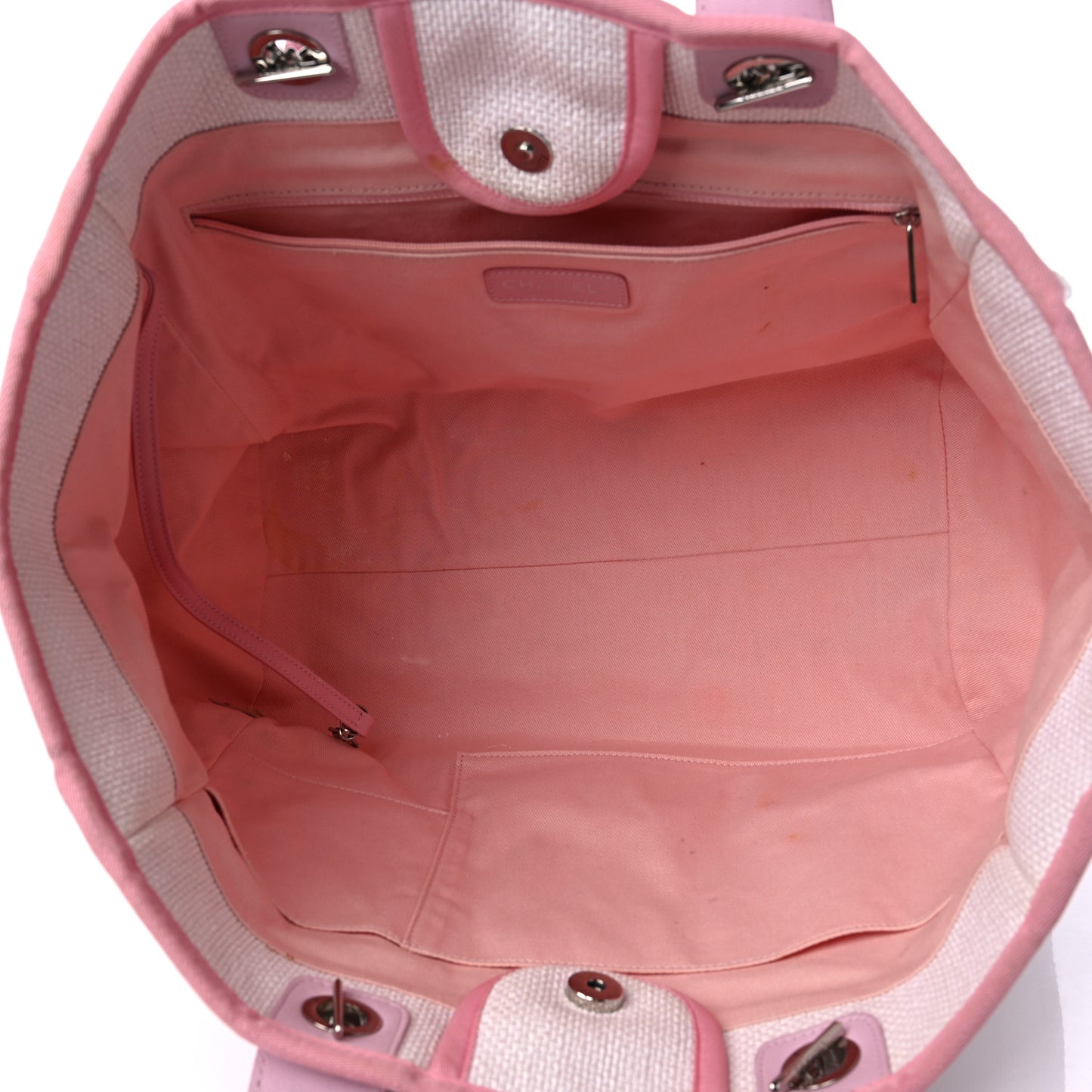 Woven Straw Raffia Medium Deauville Tote Pink
