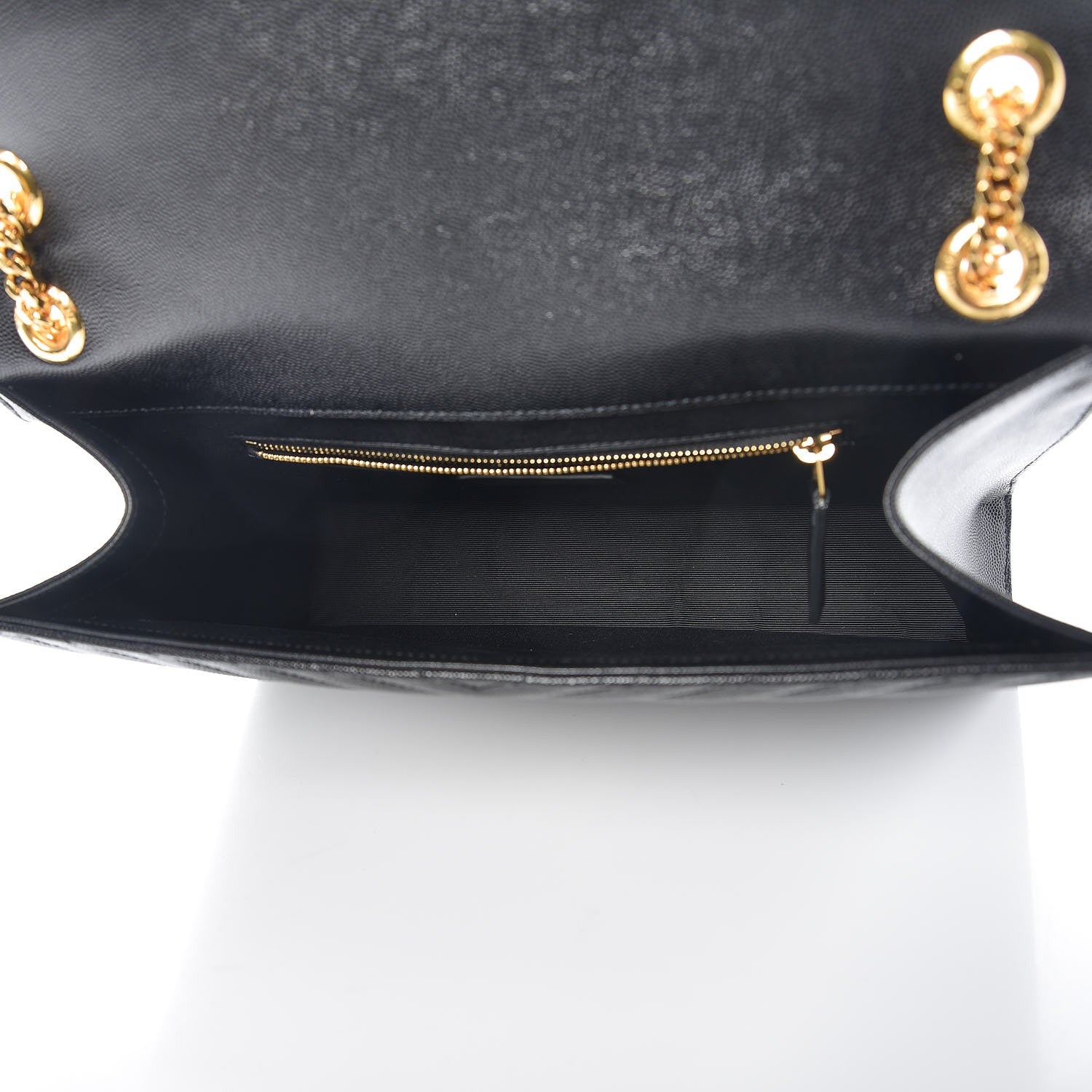 Saint Laurent Grain De Poudre Matelasse Chevron Large Monogram Satchel Black 5 of 6