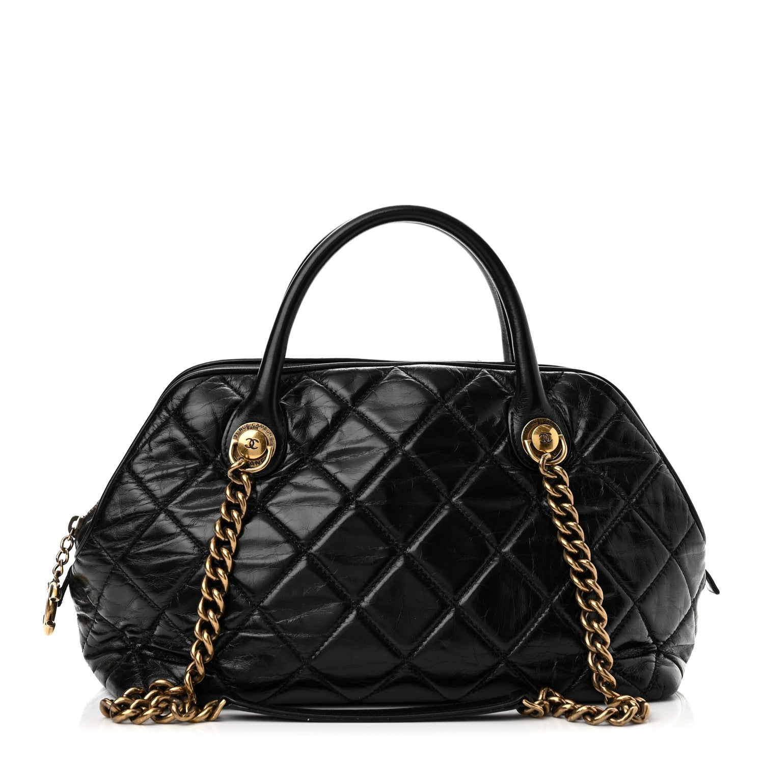 Chanel Glazed Calfskin Castle Rock Bowling Bag Black 1 of 10