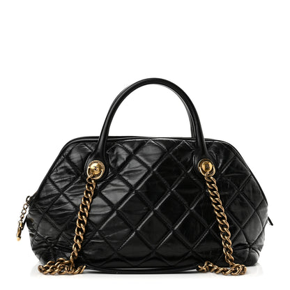 Chanel Glazed Calfskin Castle Rock Bowling Bag Black 1 of 10