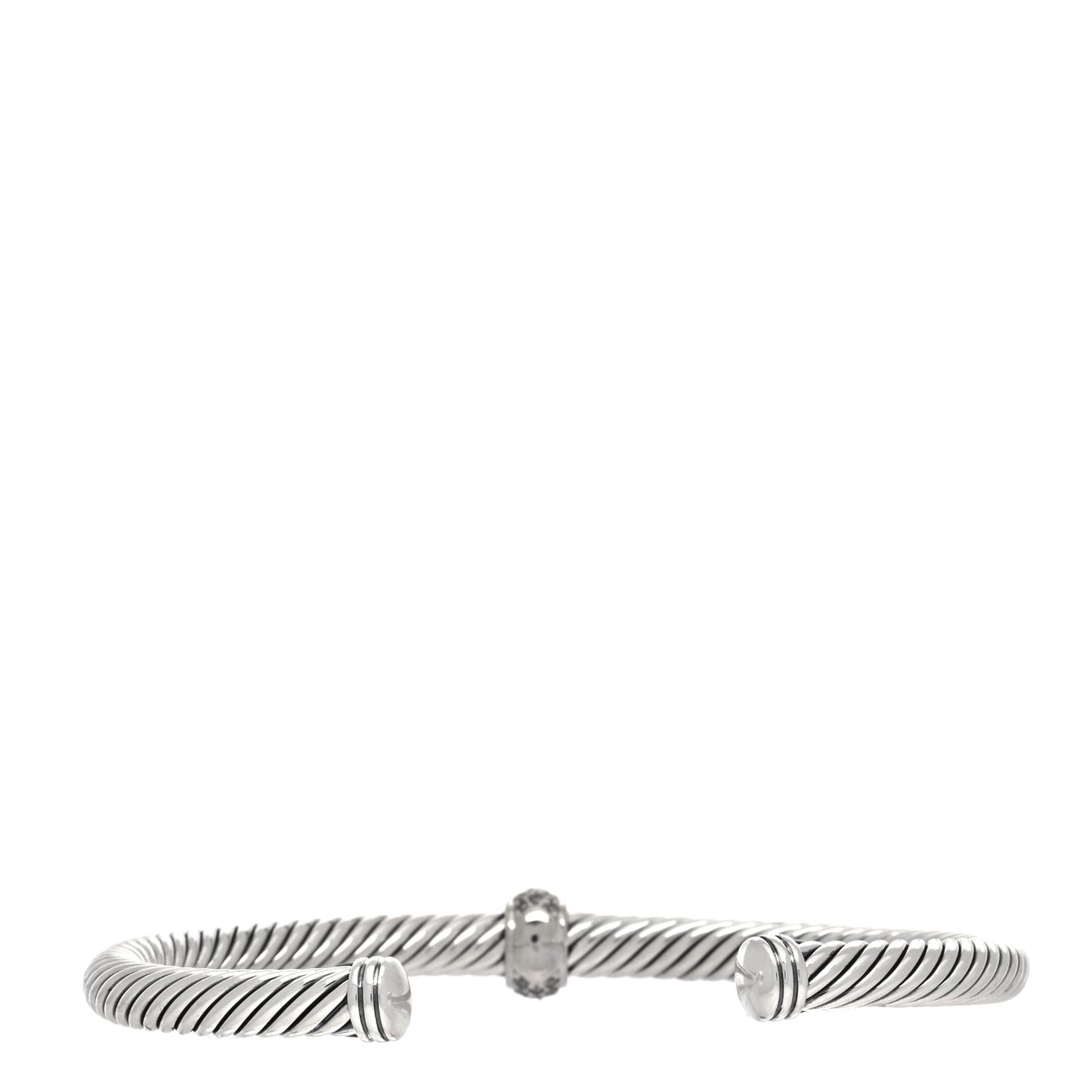 Sterling Silver Diamond 5mm Cable Classics Station Bracelet