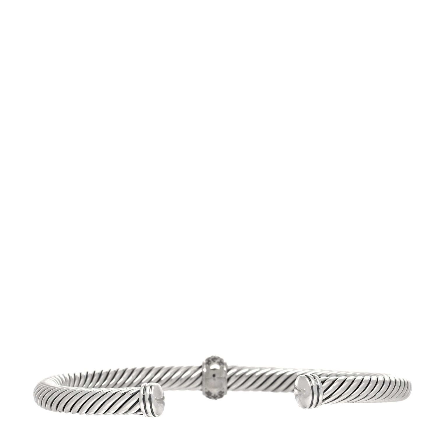 David Yurman Sterling Silver Diamond 5mm Cable Classics Station Bracelet 2 of 4