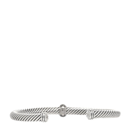 David Yurman Sterling Silver Diamond 5mm Cable Classics Station Bracelet 2 of 4