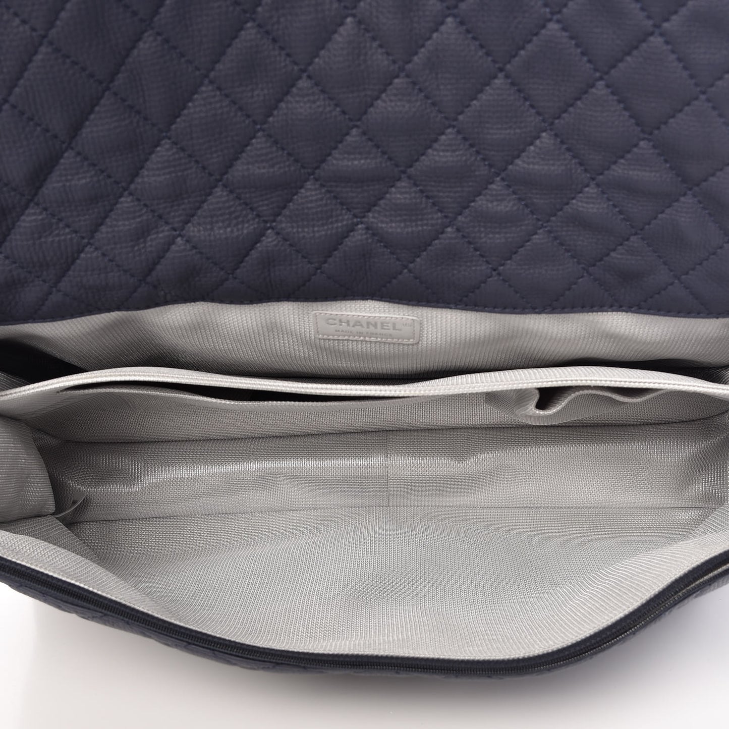 Calfskin Quilted XXL Travel Flap Bag Navy