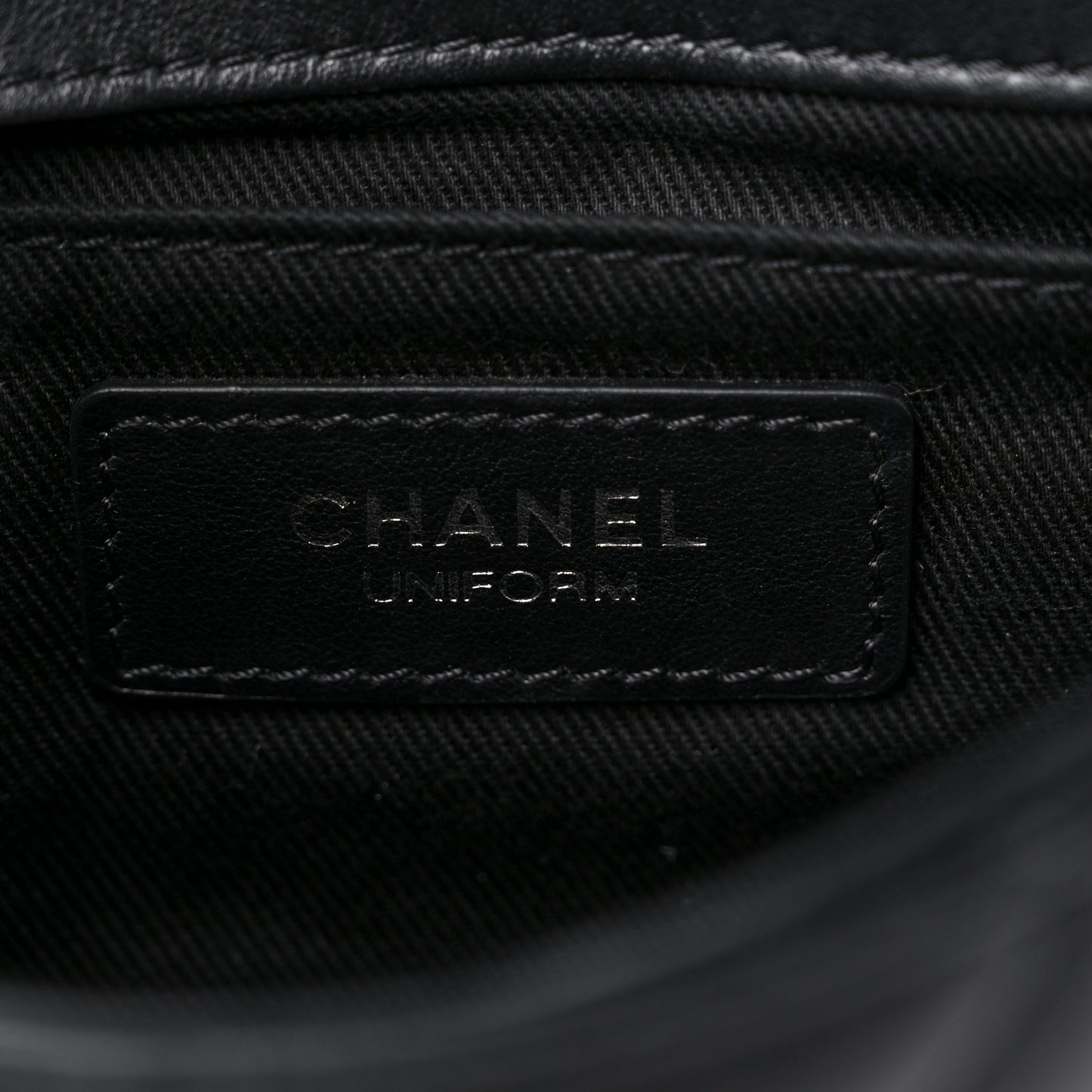 Calfskin Quilted CC Uniform Flap Belt Bag Black