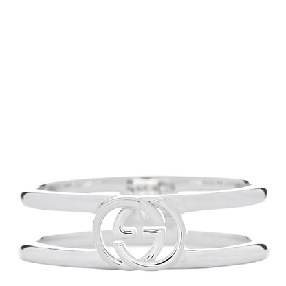 Gucci Sterling Silver 6mm Interlocking G Open Band Ring 58 8.25 1 of 5
