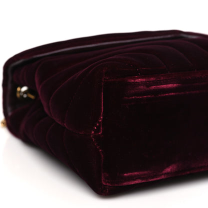 Saint Laurent Velvet Y Quilted Monogram Small Loulou Chain Satchel Burgundy 9 of 10