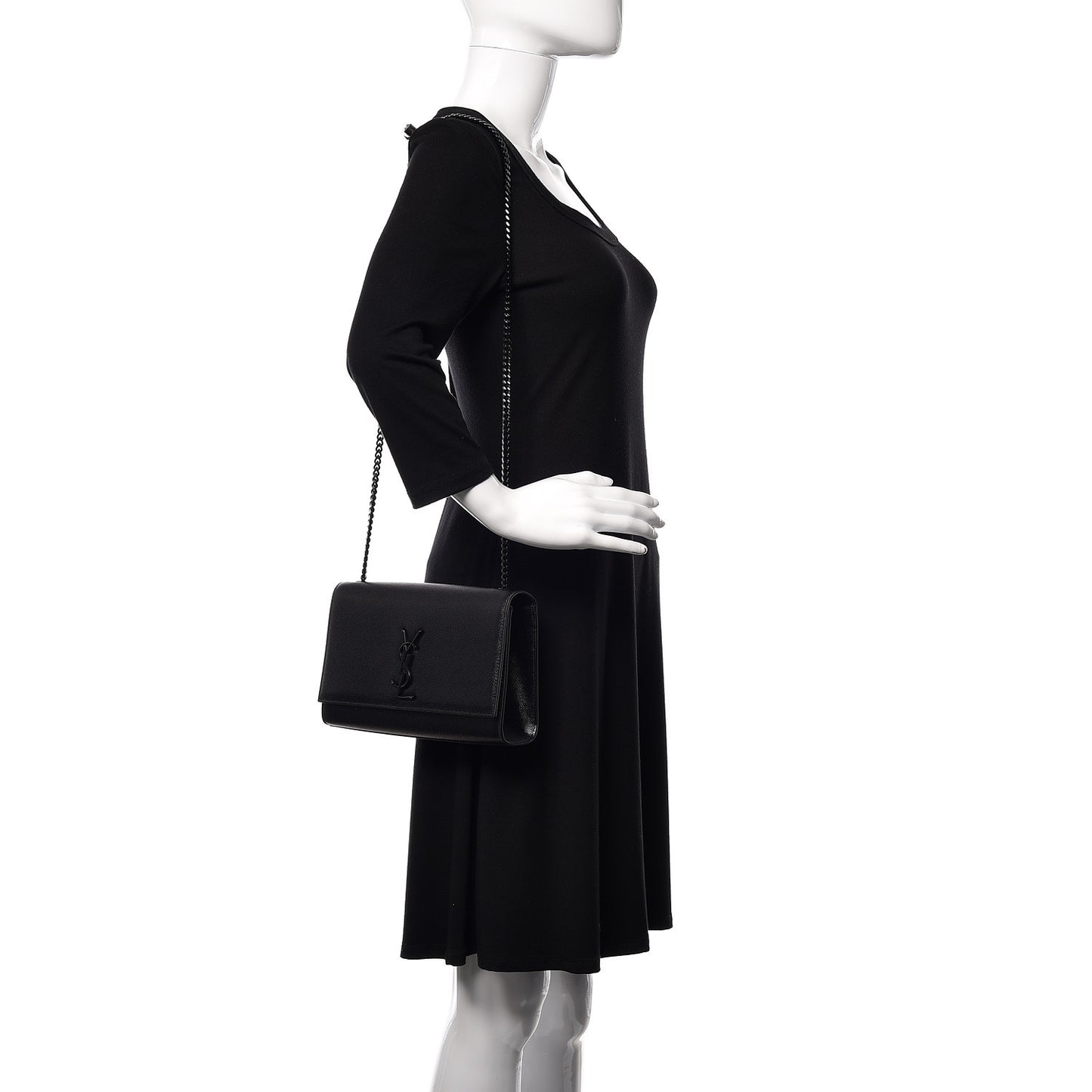 Grain De Poudre Medium Classic Monogram Kate Satchel Black