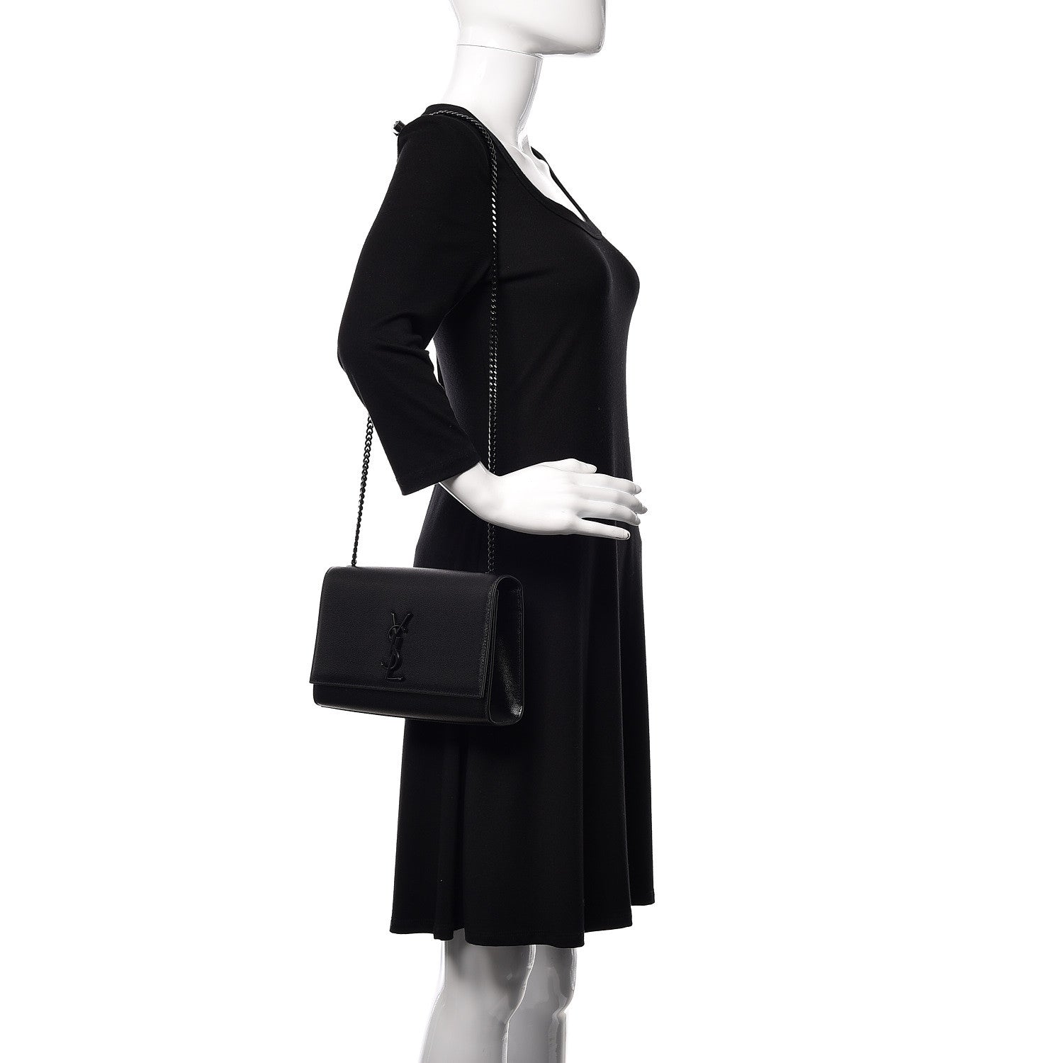 Saint Laurent Grain De Poudre Medium Classic Monogram Kate Satchel Black 2 of 9