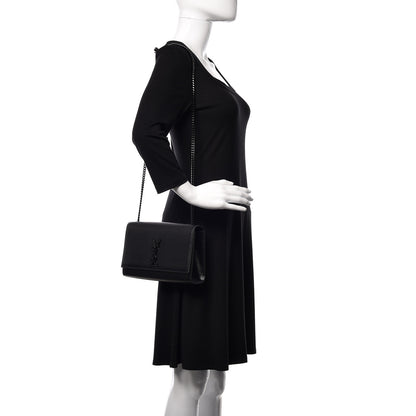 Saint Laurent Grain De Poudre Medium Classic Monogram Kate Satchel Black 2 of 9