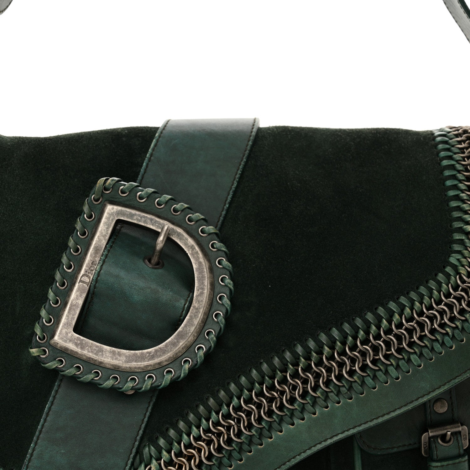 Christian Dior Suede Calfskin Medium Gaucho Double Saddle Green 8 of 18
