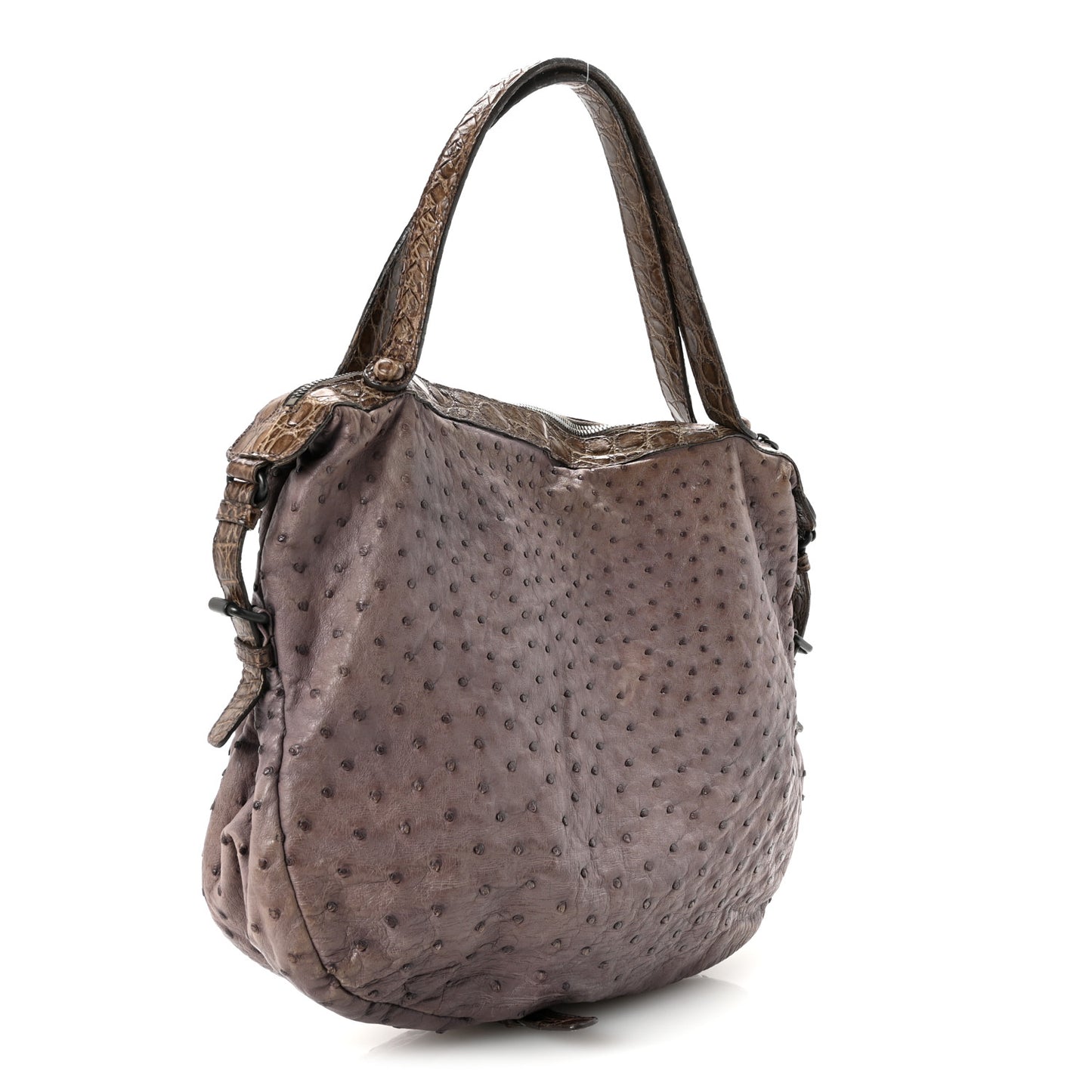 Ostrich Crocodile Shoulder Bag Purple