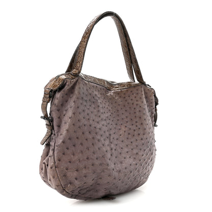 Bottega Veneta Ostrich Crocodile Shoulder Bag Purple 3 of 9