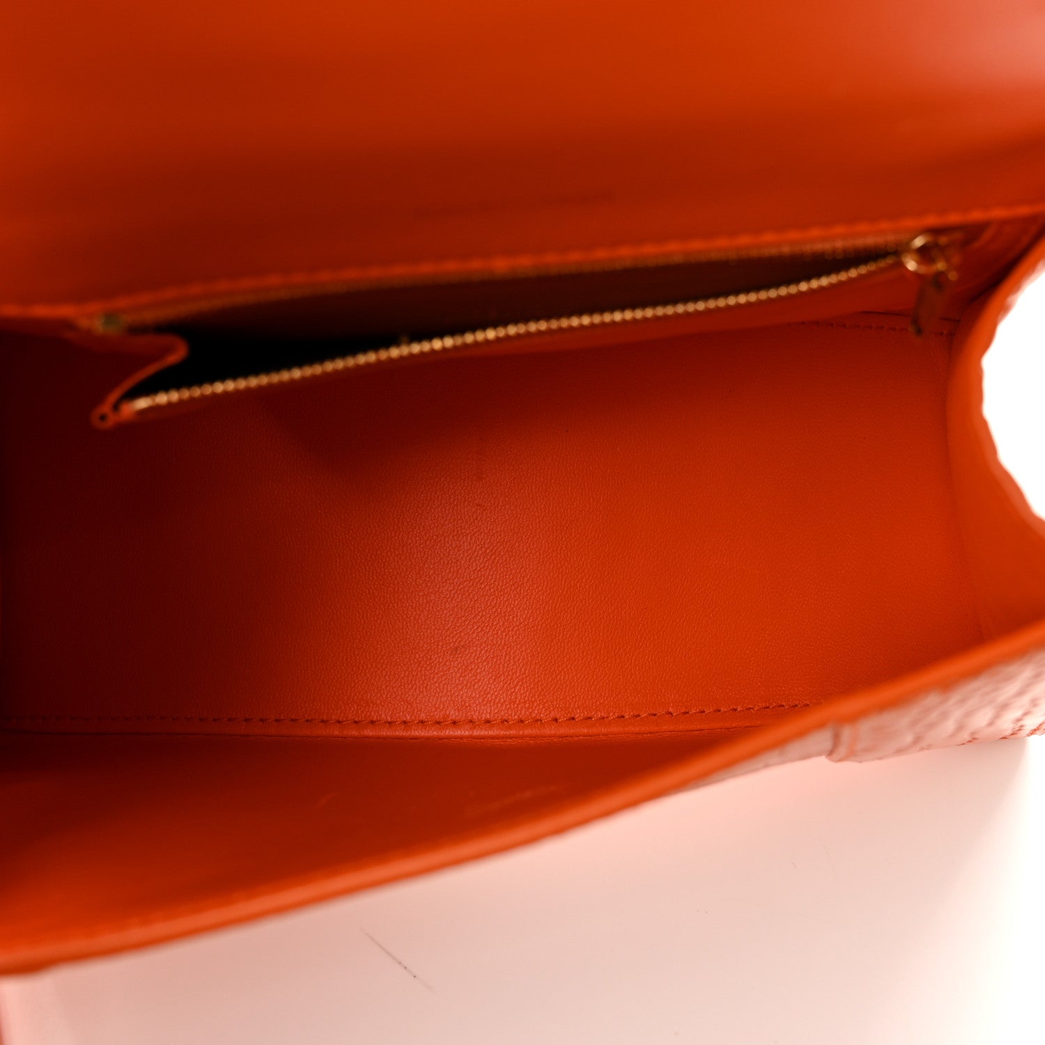 Balenciaga Shiny Calfskin Crocodile Embossed Small Hourglass Top Handle Bag Orange 5 of 12