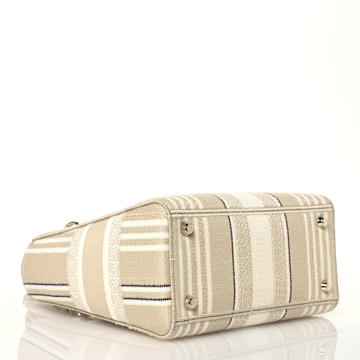 Christian Dior Canvas Embroidered Medium Stripes Lady D-Lite Beige 4 of 11