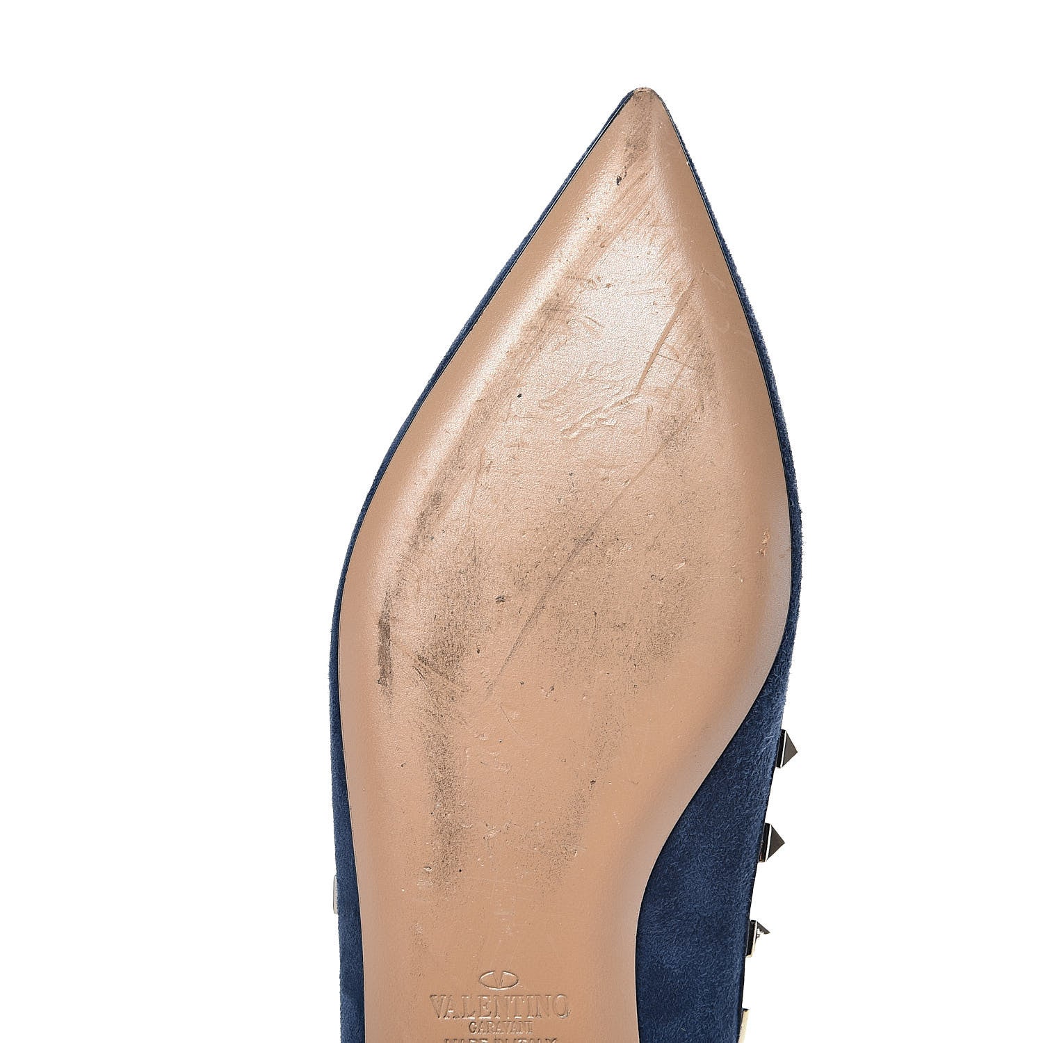 Valentino Garavani Suede Nappa Rockstud Ballerina Flats 40 Marine 8 of 12
