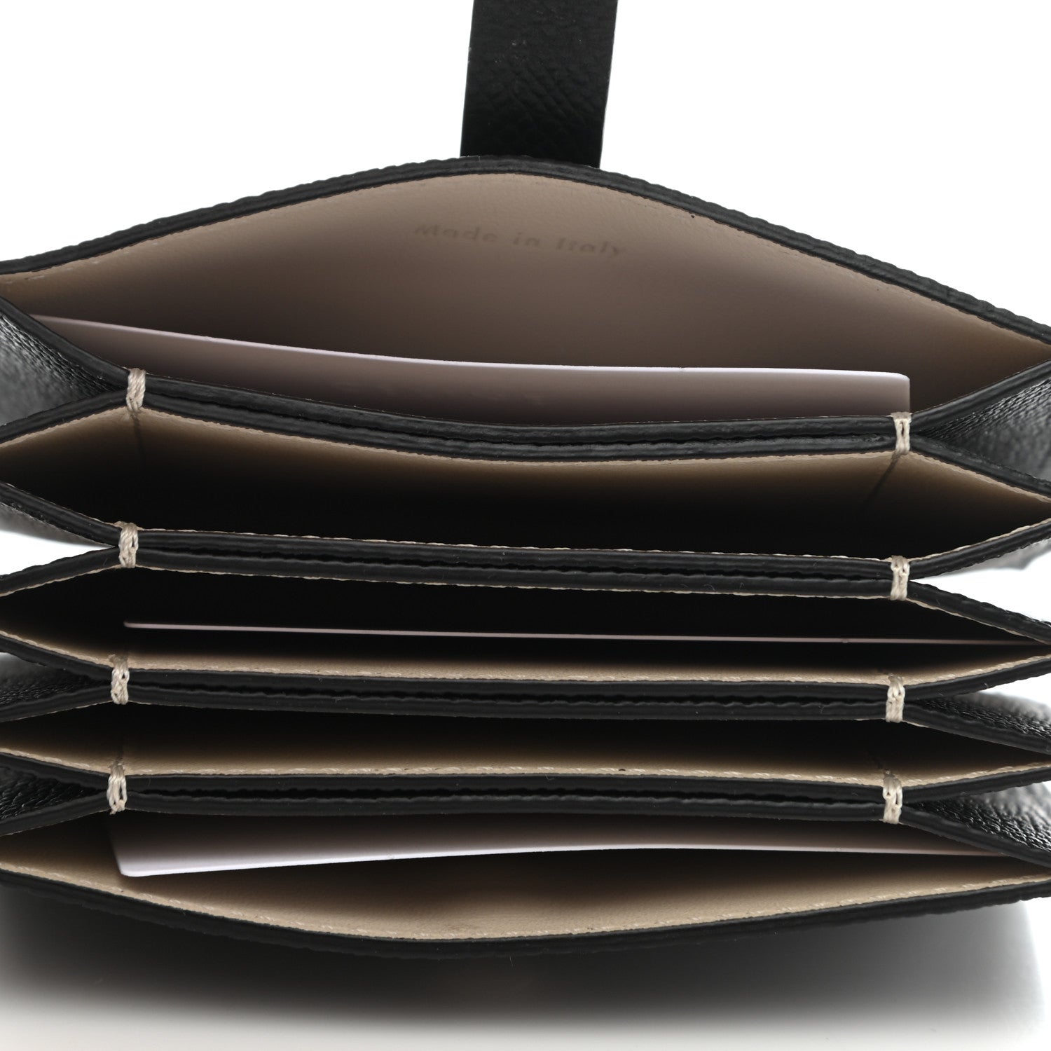 Celine Grained Shiny Calfskin Accordion Card Holder Black Chalk 5 of 7