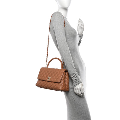 Chanel Caviar Quilted Small Coco Handle Flap Beige 2 of 12