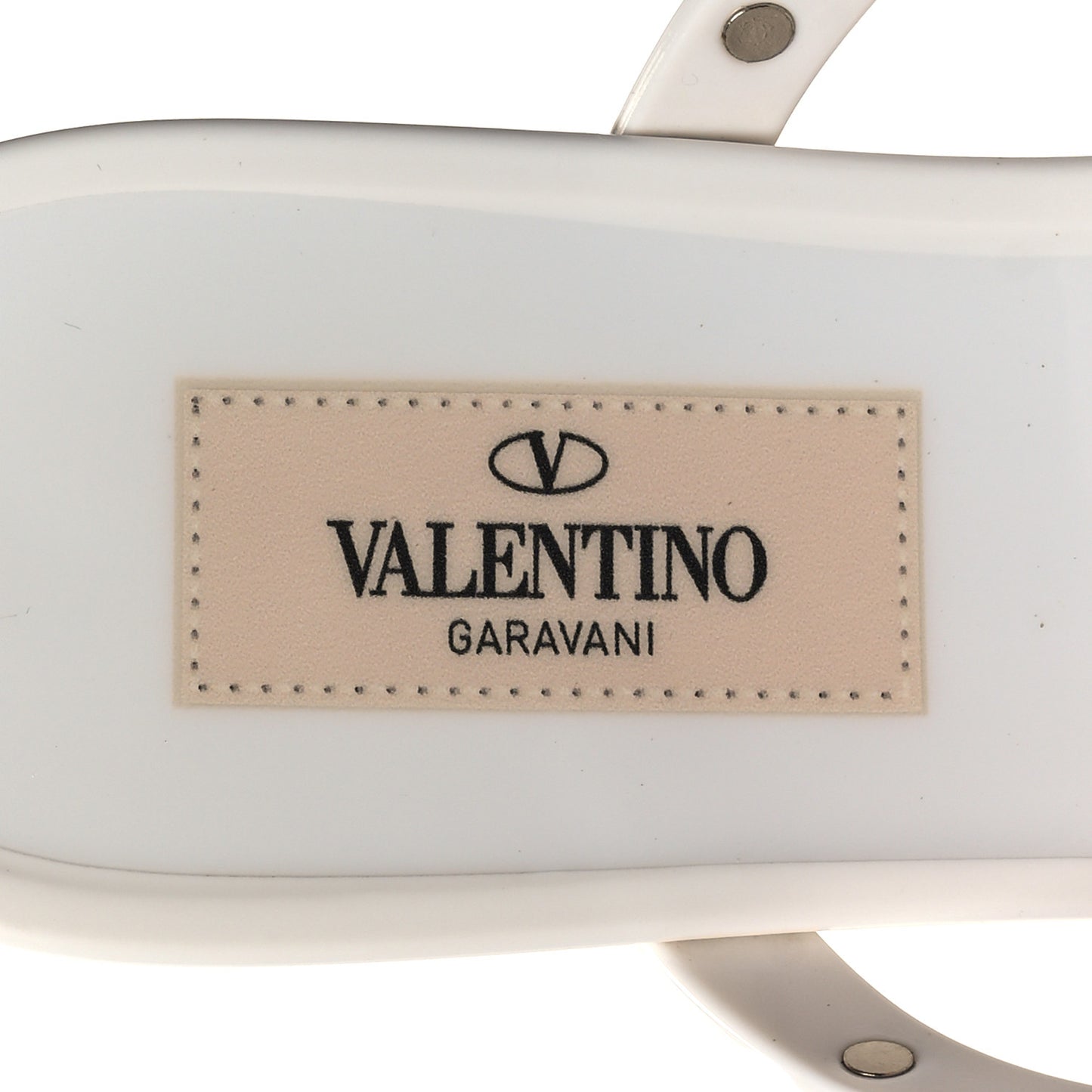 VALENTINO GARAVANI PVC Jelly Rockstud Caged Flat Thong Sandals 35 White Multicolor