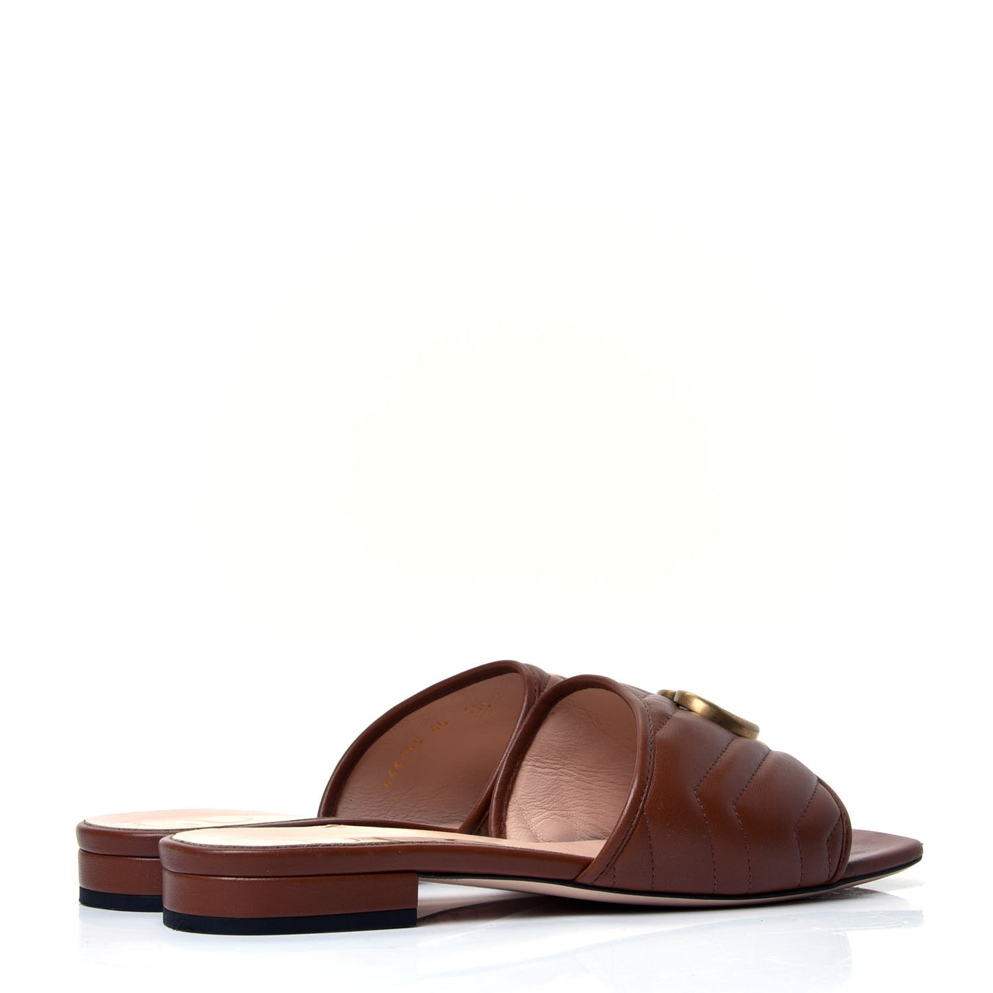 Nappa Matelasse GG Marmont Flat Slide Sandals 40 Cuir