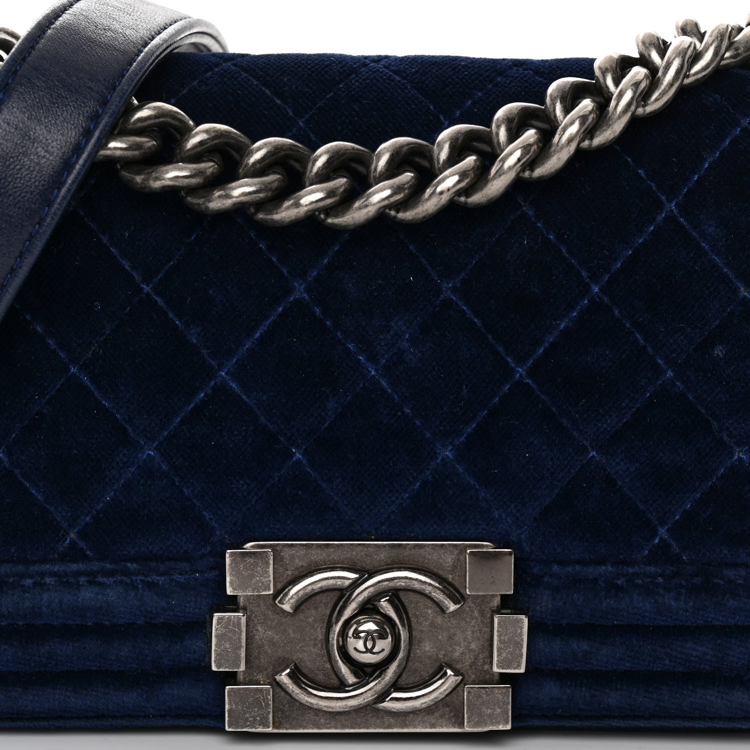 Chanel Velvet Quilted Small Boy Flap Blue 8 of 11