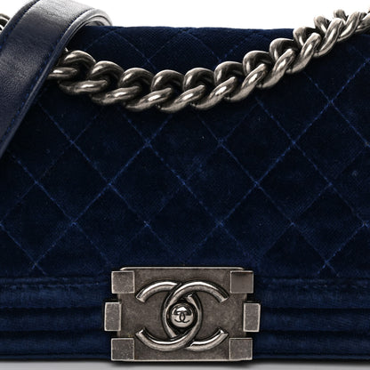 Chanel Velvet Quilted Small Boy Flap Blue 8 of 11