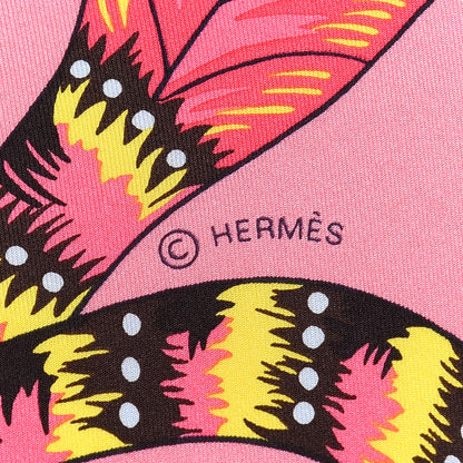 Hermes Silk The Savana Dance Wash 140 Scarf Rose Malabar Jaune Vieux Rose 5 of 6