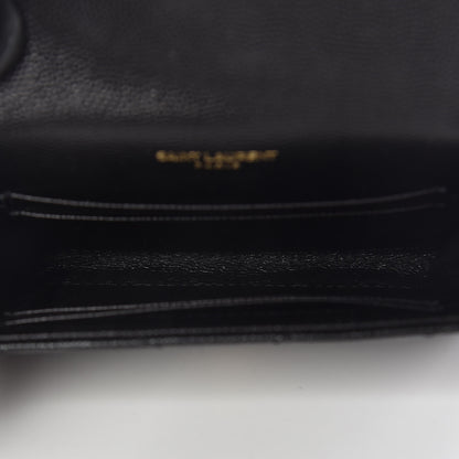 Saint Laurent Grain De Poudre Matelasse Chevron Small Monogram Envelope Wallet Black 5 of 8