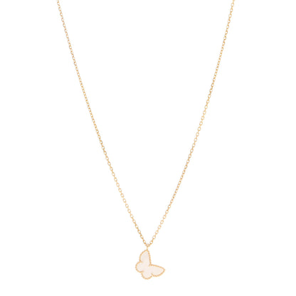 Van Cleef & Arpels 18K Yellow Gold Mother of Pearl Sweet Alhambra Butterfly Pendant Necklace 1 of 6