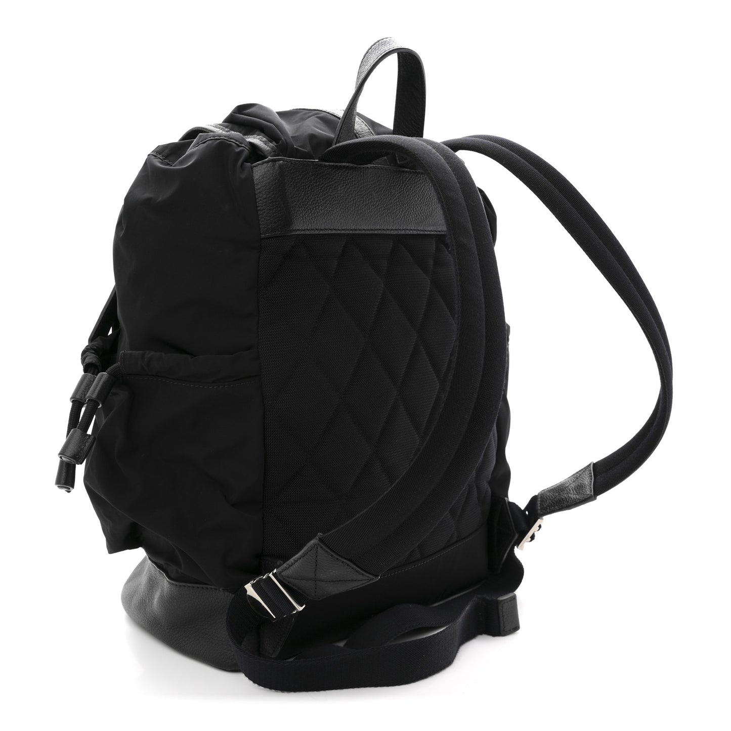 Nylon Grained Calfskin Watson Diaper Bag Black