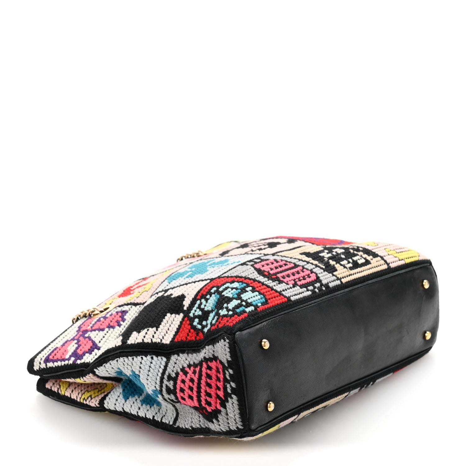 Chanel Needlepoint Precious Symbols Shoulder Bag Black 1736171