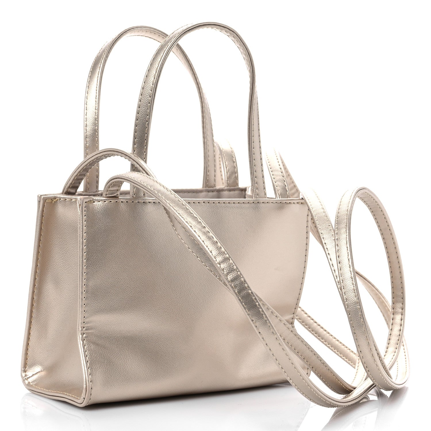 Telfar Metallic Vegan Leather Small Shopping Bag Gold 3 of 11