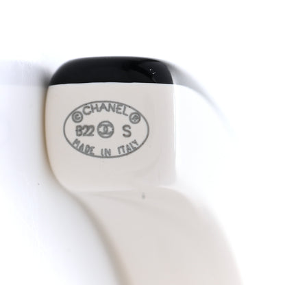 Chanel Resin Logo Hoop Earrings Black White 4 of 5