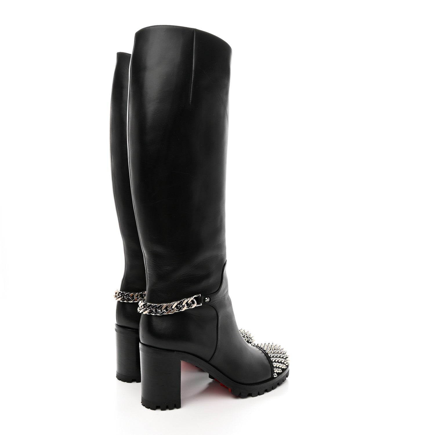 Christian Louboutin Calfskin Napaleona 70 Spikes Boots 37 Black 4 of 16
