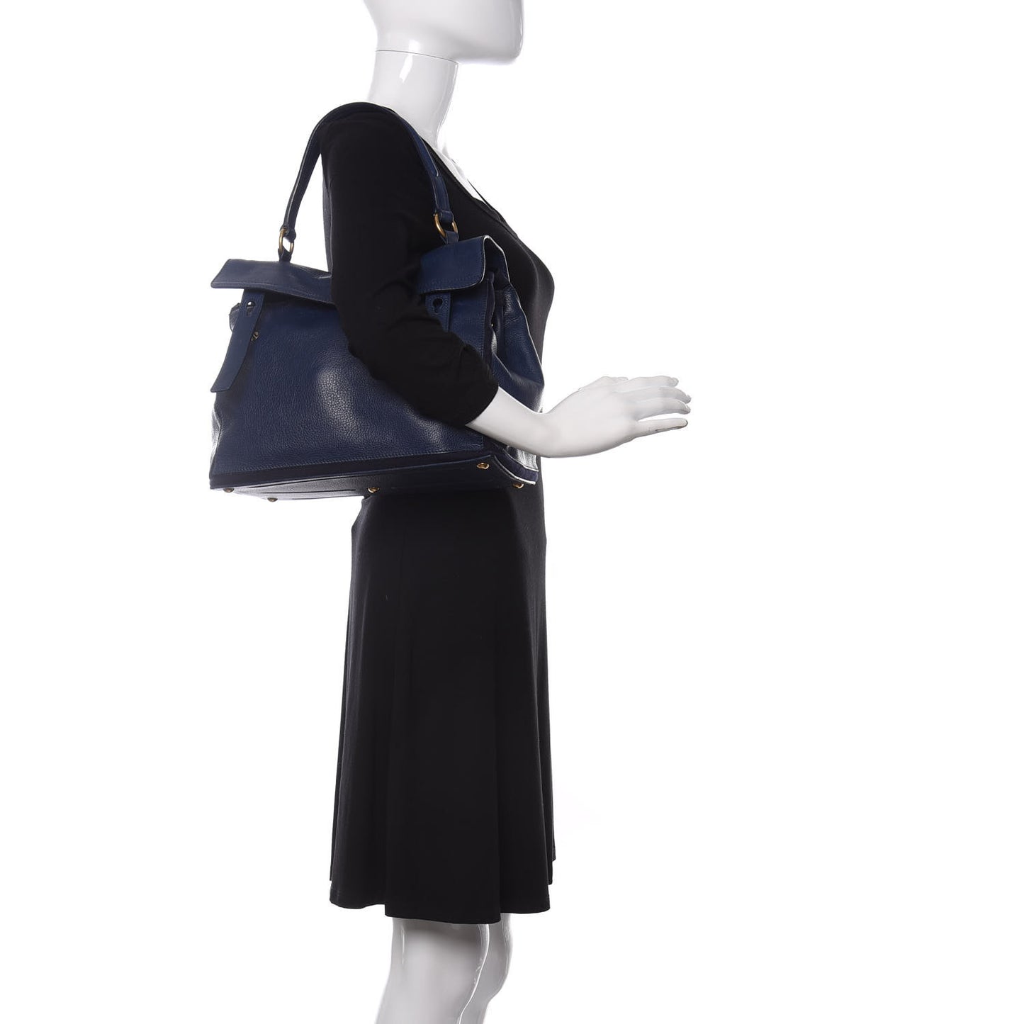 Calfskin Canvas Medium Muse Two Navy