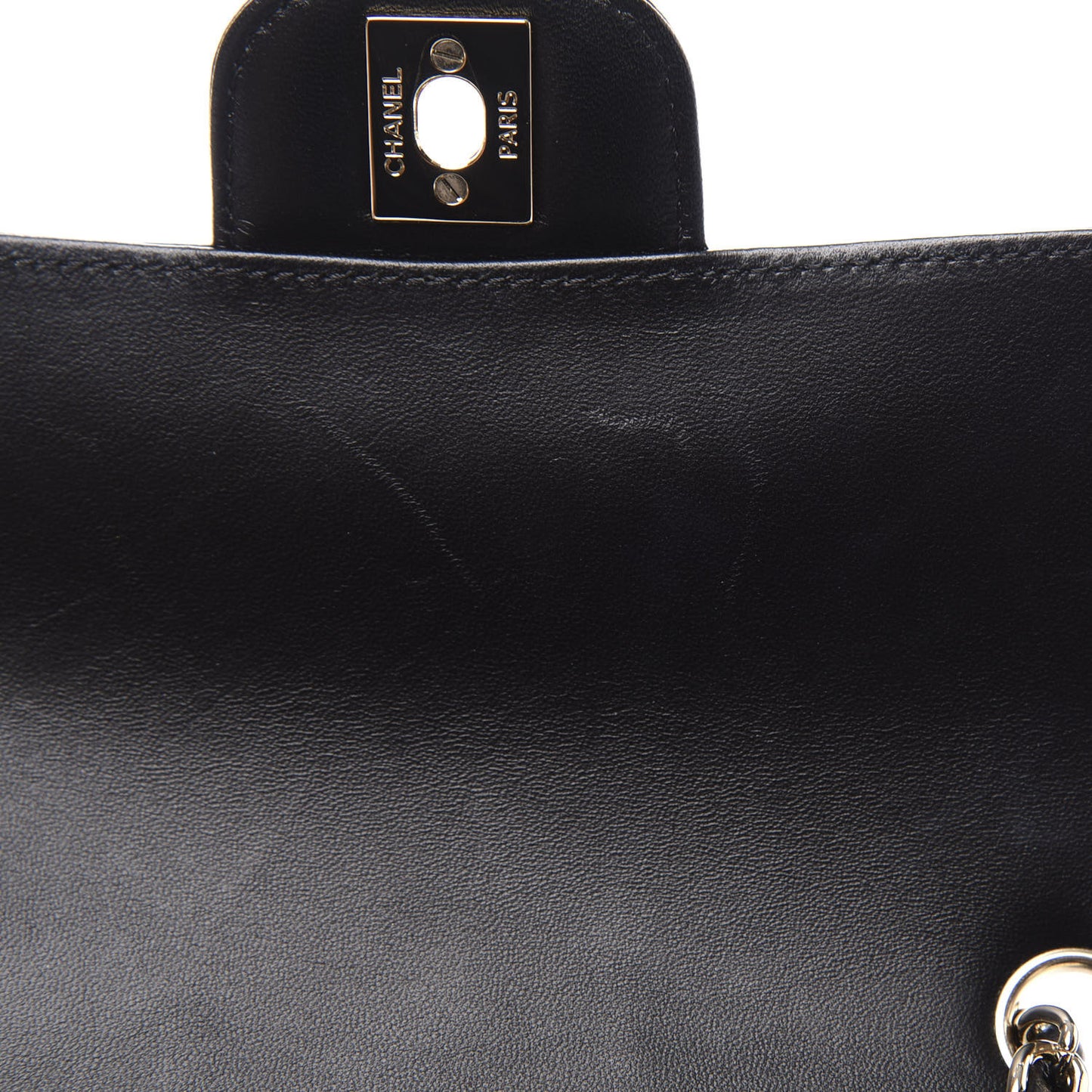 Lambskin Chevron Quilted Mini Rectangular Flap Black