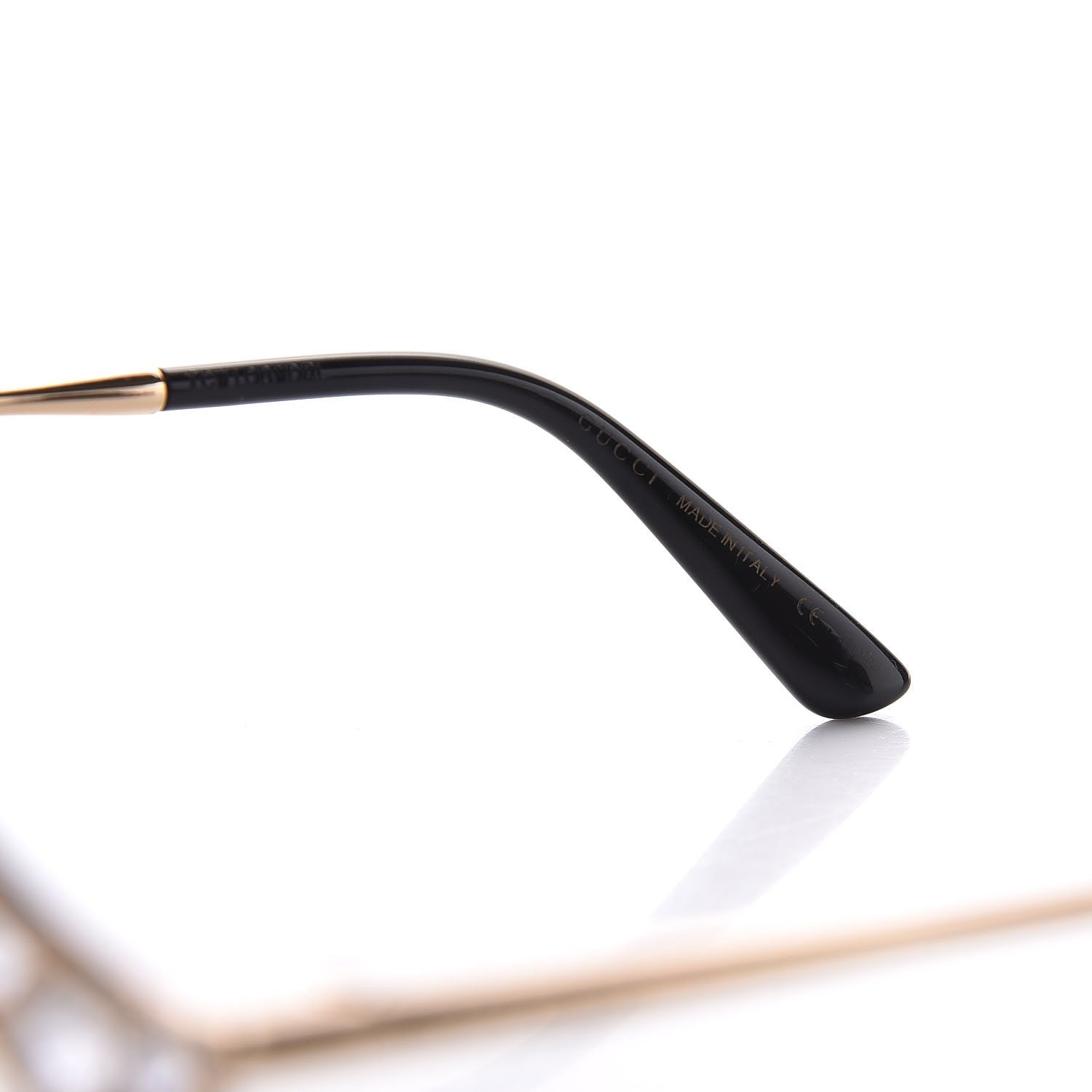 Gucci Metal Crystal Cat Eye Sunglasses GG0046S Gold 5 of 7
