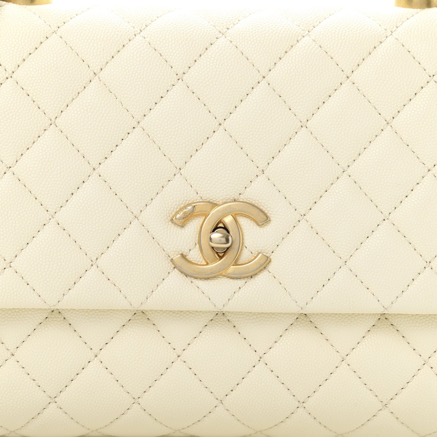 Chanel Caviar Quilted Small Coco Handle Flap White 11 of 11