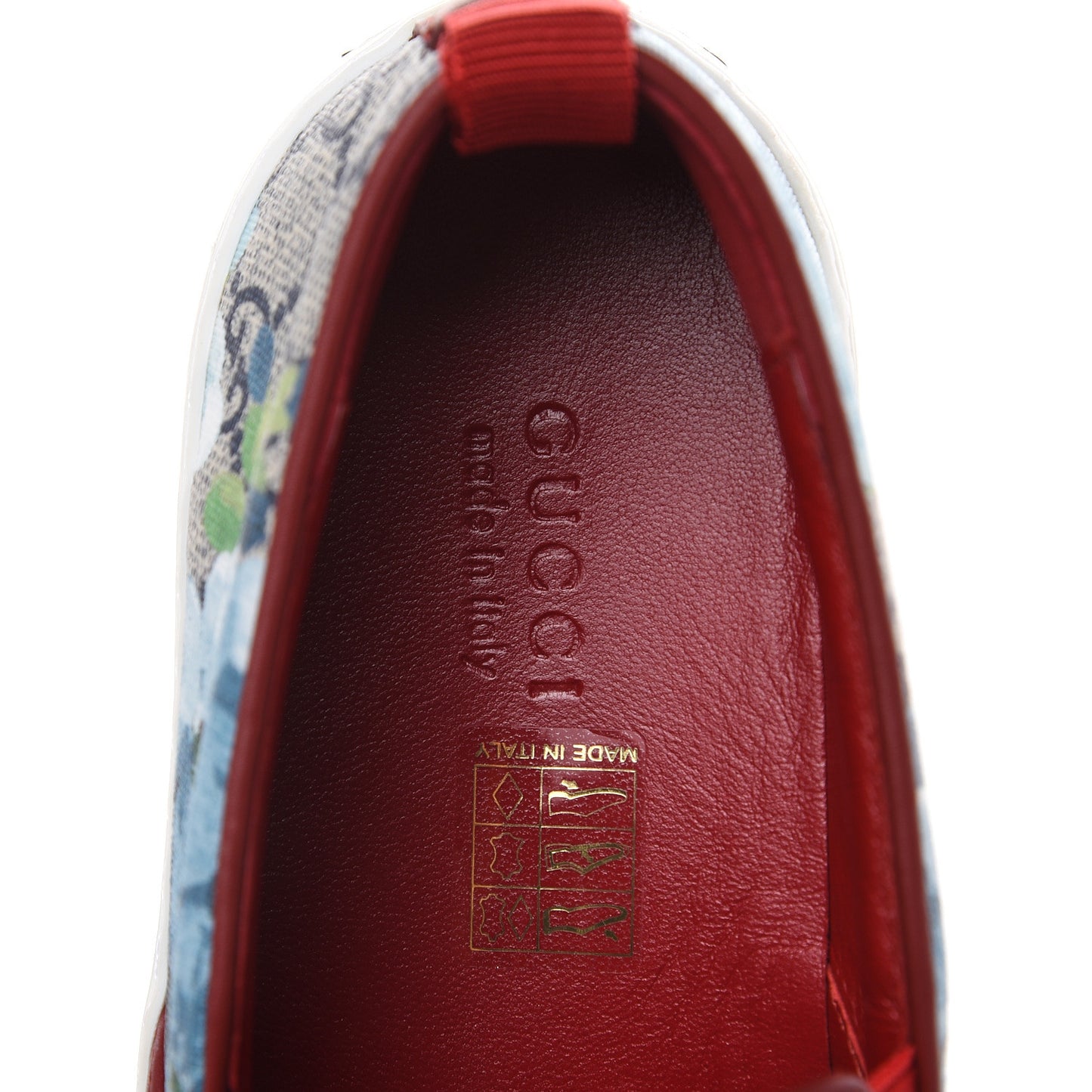 GG Supreme Monogram Blooms Womens Slip On Sneakers 35.5 Beige Blue Navy Red