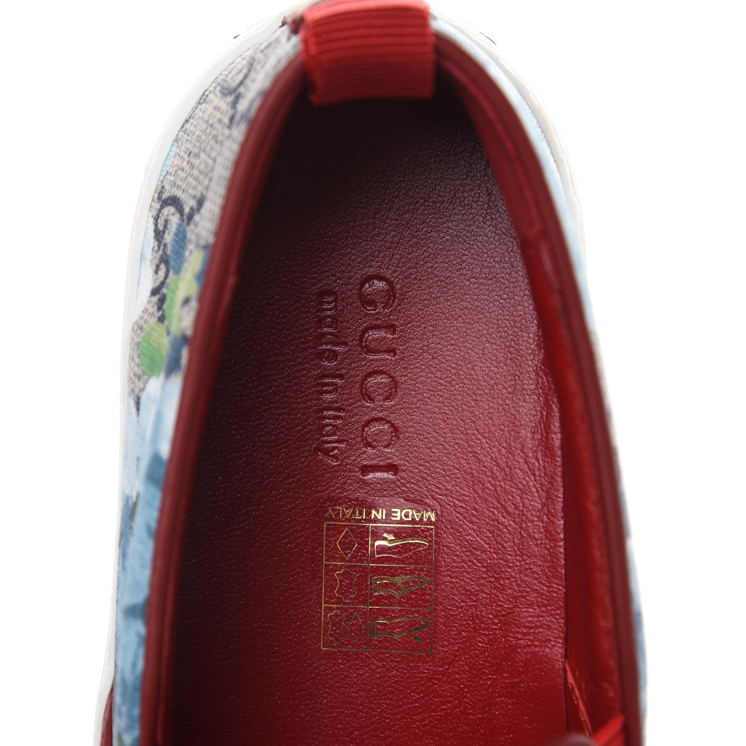 Gucci GG Supreme Monogram Blooms Womens Slip On Sneakers 35.5 Beige Blue Navy Red 8 of 10