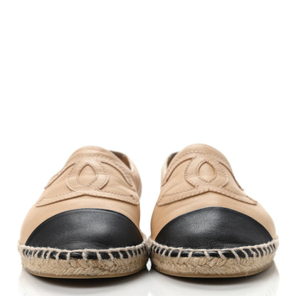 Chanel Lambskin CC Espadrilles 39 Beige Black 2 of 4