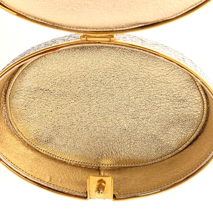 Judith Leiber Swarovski Crystal Minaudiere Train Case Clutch Gold Silver 7 of 15
