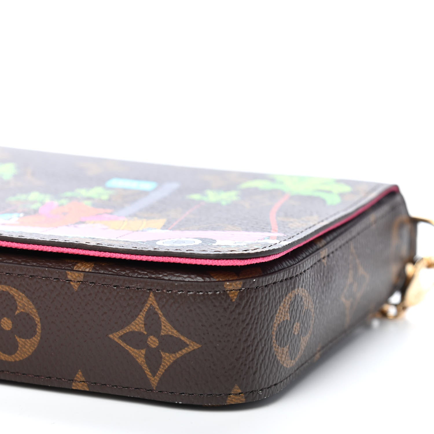 Louis Vuitton Monogram 2021 Christmas Animation Hollywood Pochette Felicie Chain Wallet Fuchsia 7 of 8