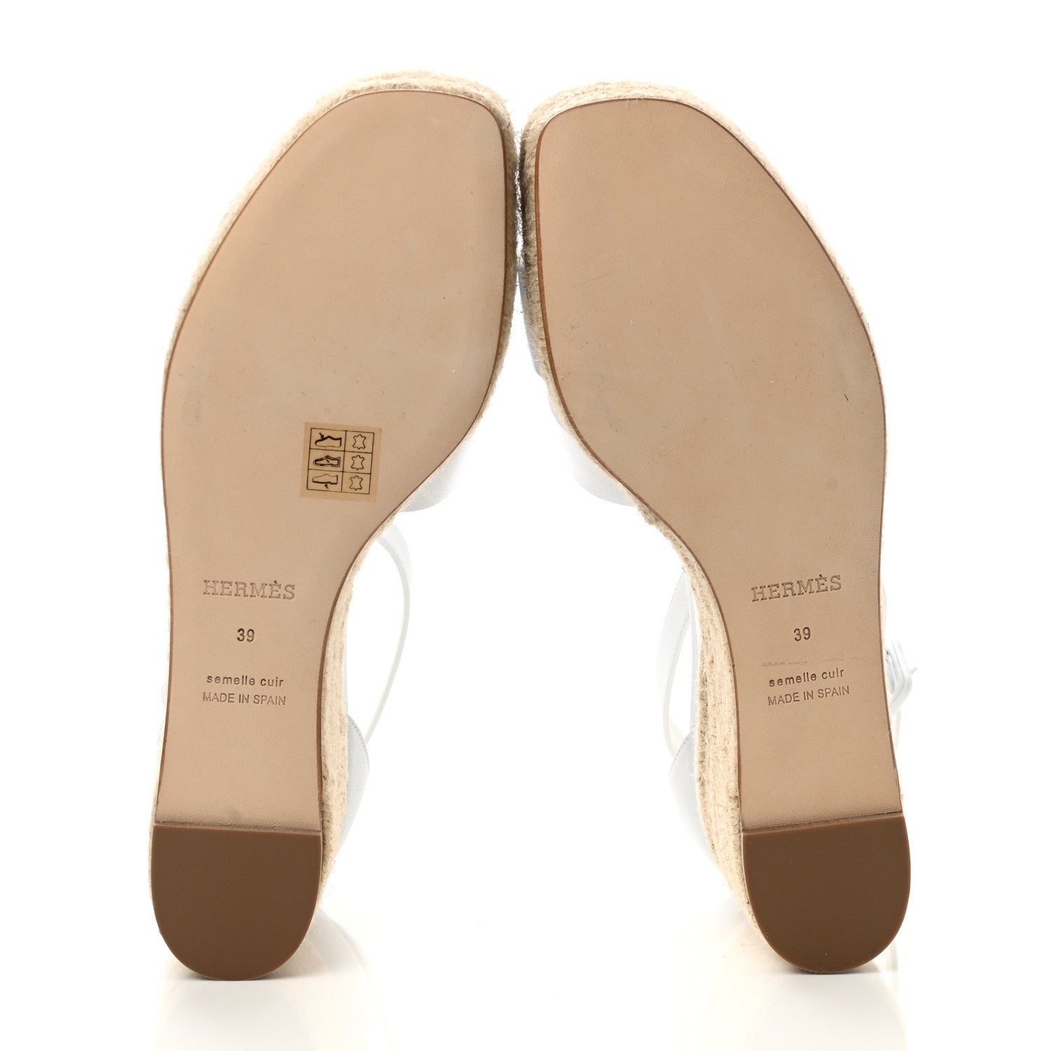 Hermes Goatskin Elda Espadrille Wedge Sandals 39 White 7 of 9