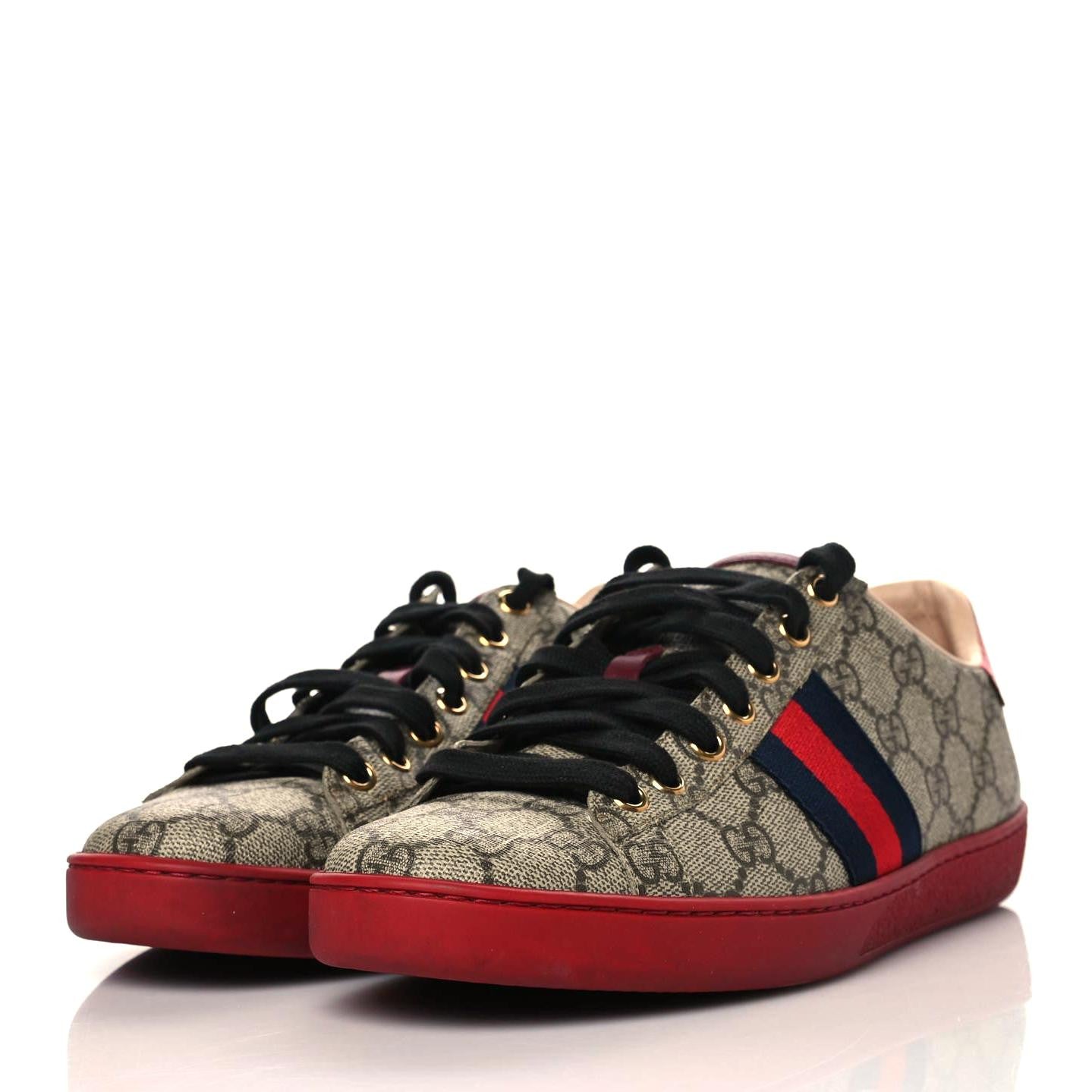 Gucci GG Supreme Monogram Womens Ace Low-Top Sneaker 37.5 Beige 3 of 9