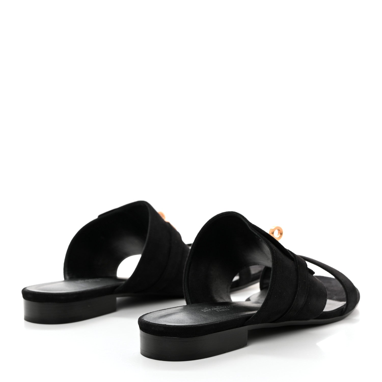 Hermes Suede Goatskin Avenue Sandals 39 Black 4 of 9