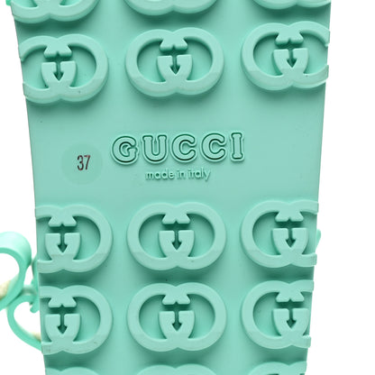 Gucci Soft Rubber Horsebit Womens Slingback Sandals 37 Teal Cyan 7 of 9
