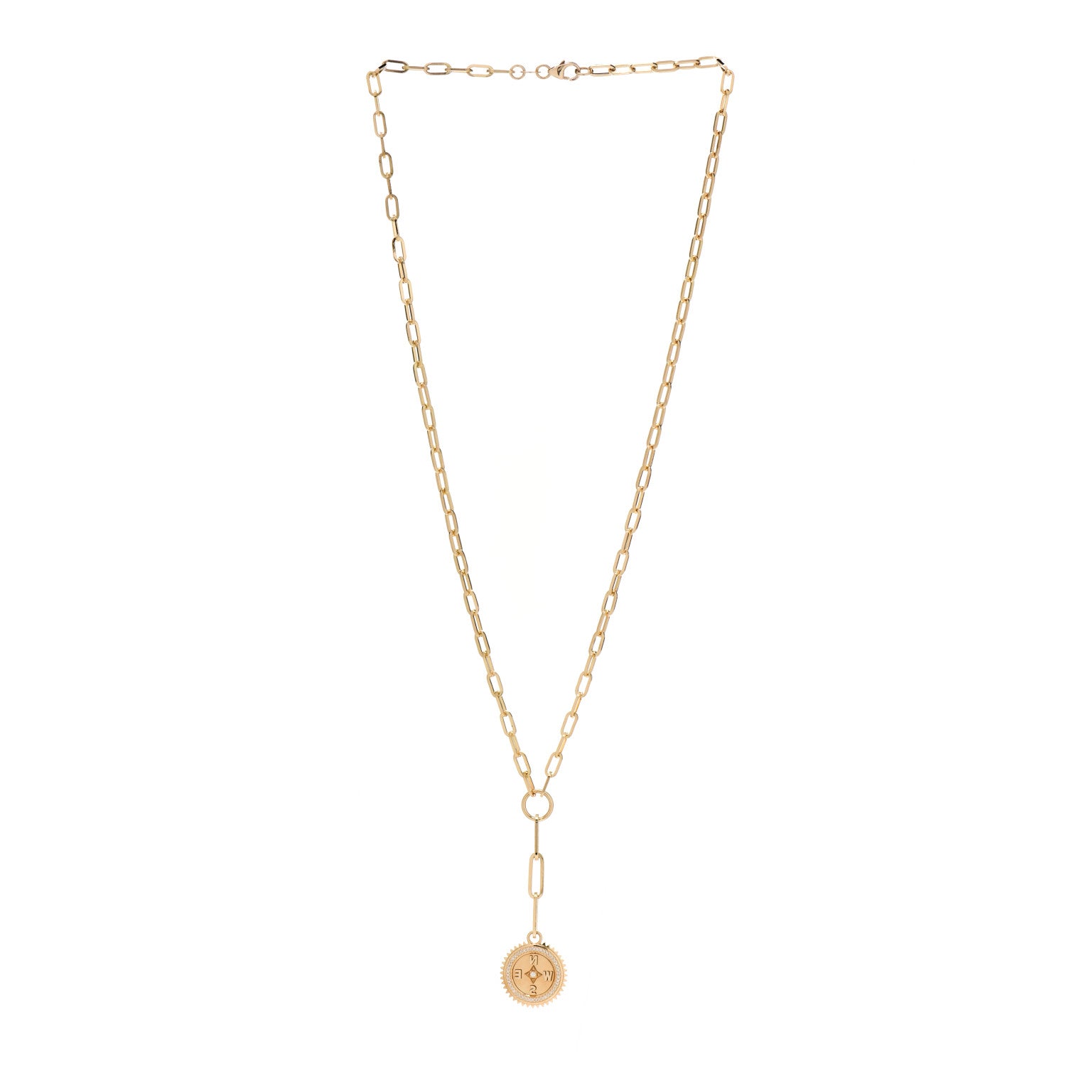 Foundrae 18K Yellow Gold Diamond Internal Compass Refined Clip Extension Chain Necklace 3 of 7