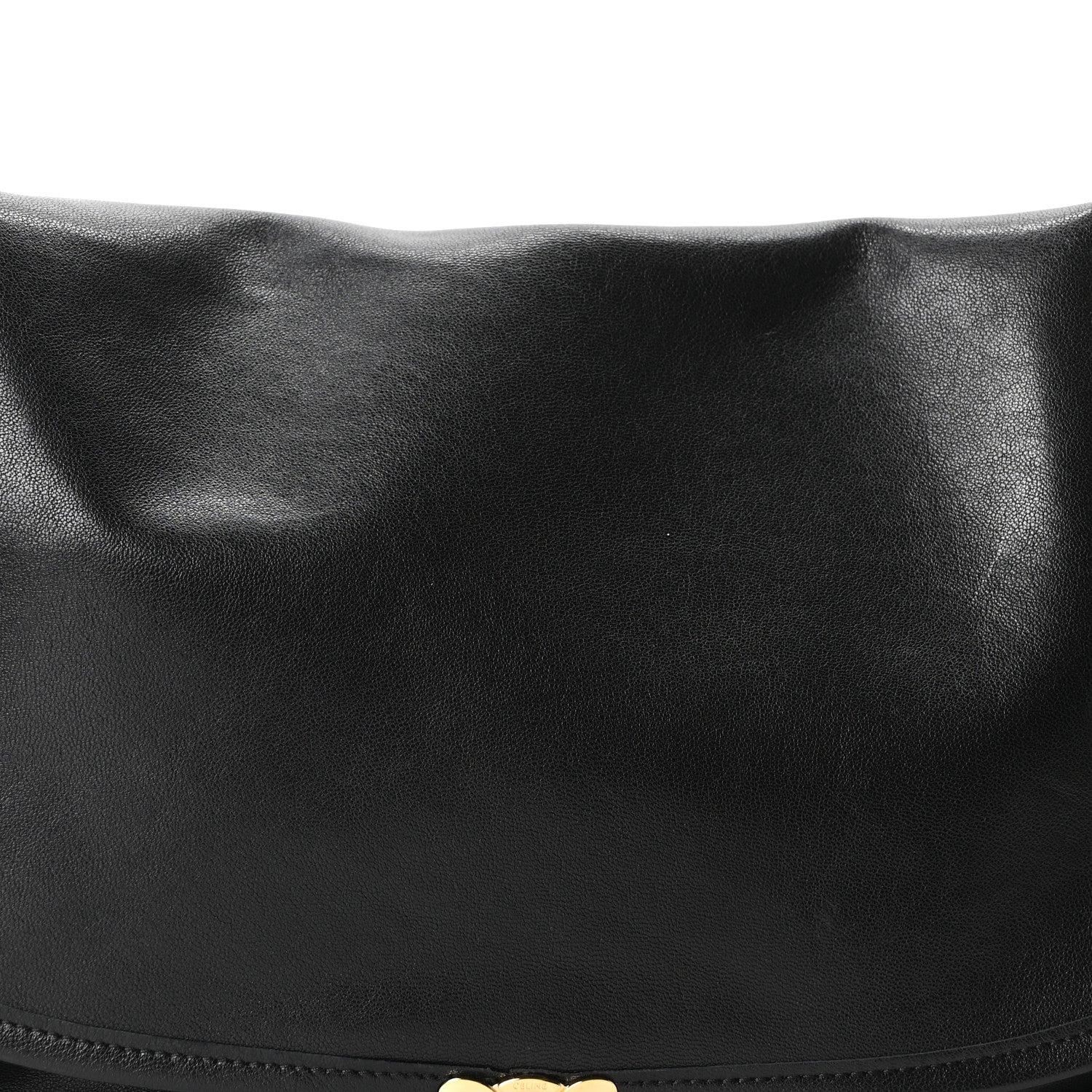 Celine Shiny Lambskin Soft Triomphe Half Moon Bag Black 9 of 11